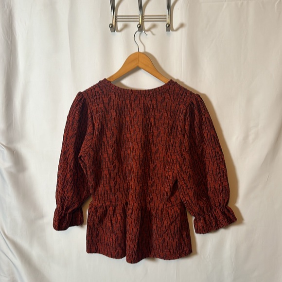 Anthropologie Peplum Top – Textured Print, Size M - Picture 2 of 6